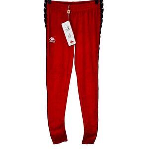 Kappa 222 Banda Ammu Red Velvet Pants Woman’s Large Slim Fit NWT
